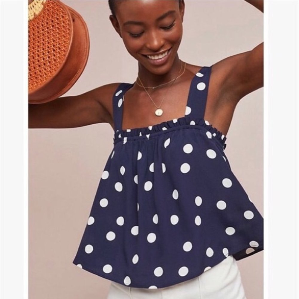 Anthropologie Maeve Crop Polka Dot Swing Top